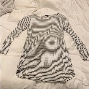 Long sleeve white dress with black stripes